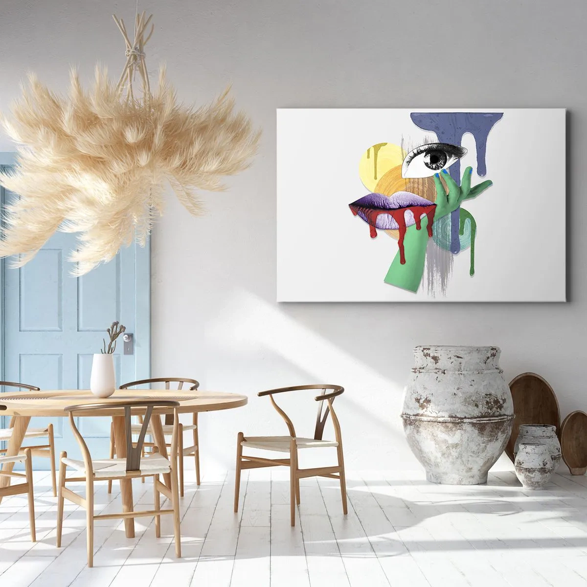 Lærredstryk - Billede på lærred - Dekonstrueret portræt med abstrakte elementer - 70x50cm - Dekonstrueret portræt - Moderne vægdekoration til stue og soveværelse ARTTOR