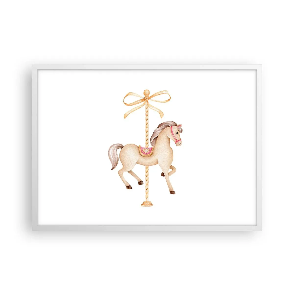Plakat i hvid ramme - Med et yndefuldt trav - 70x50 cm