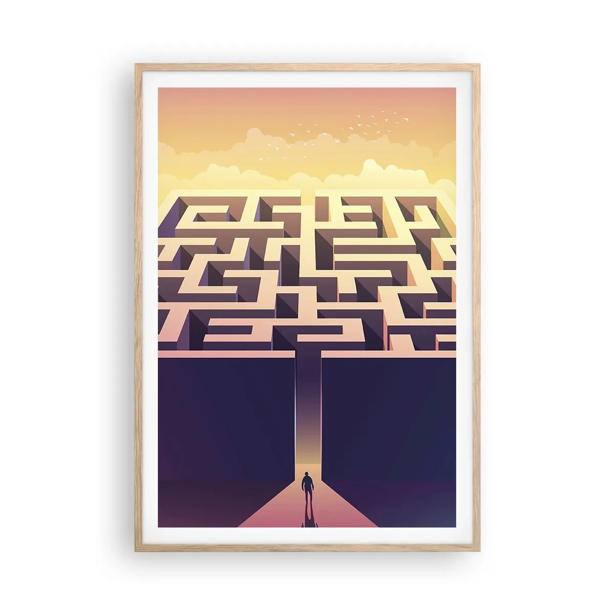 Plakat i ramme af lyst egetræ - Tid til beslutning - 70x100 cm