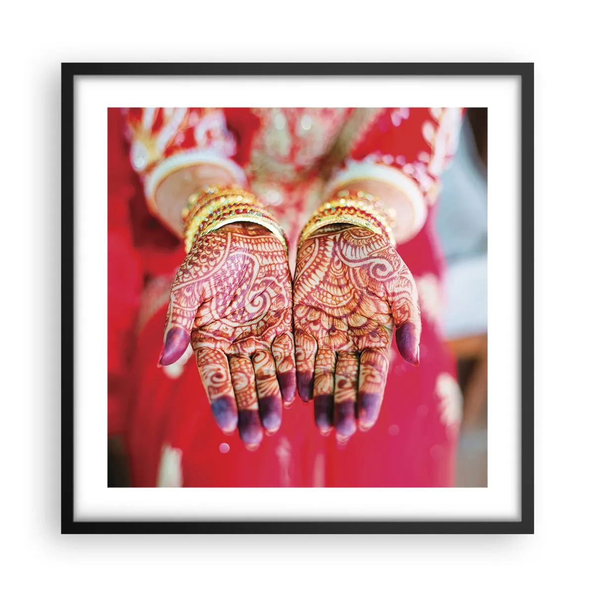 Plakat i sort ramme - Klar til at fange lykken - 50x50 cm