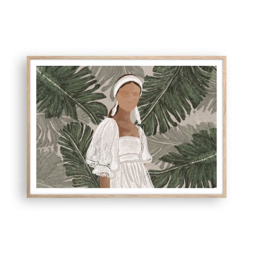 Plakat i ramme af lyst egetræ - Eksotisk portræt - 100x70 cm