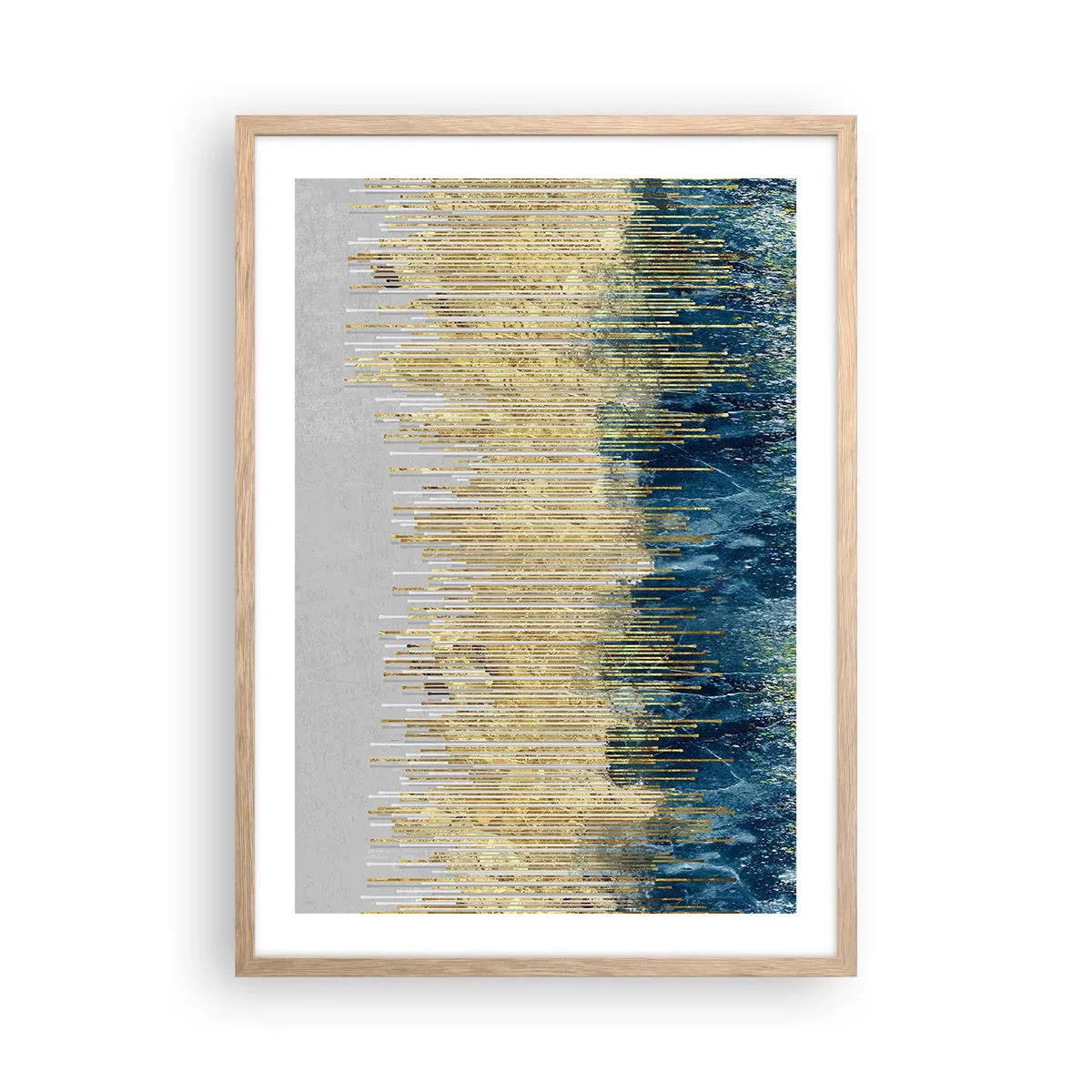 Plakat i ramme af lyst egetræ - Forgyldt grænse - 50x70 cm