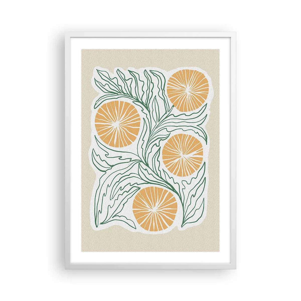 Plakat i hvid ramme - Etnisk med et strejf af abstraktion - 50x70 cm