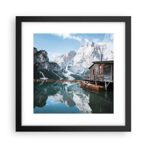 Plakat i sort ramme - Krystalklar bjergmorgen - 30x30 cm