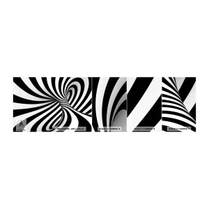 Prøve Fototapet Selvklæbende Deluxe Sticker - Sammensætning: dansende rum - Abstraktion, 3D, Sort og hvid - 100x30 cm