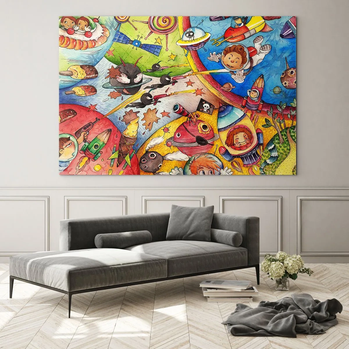 Billede på glas - Et storslået rumeventyr - 100x70 cm