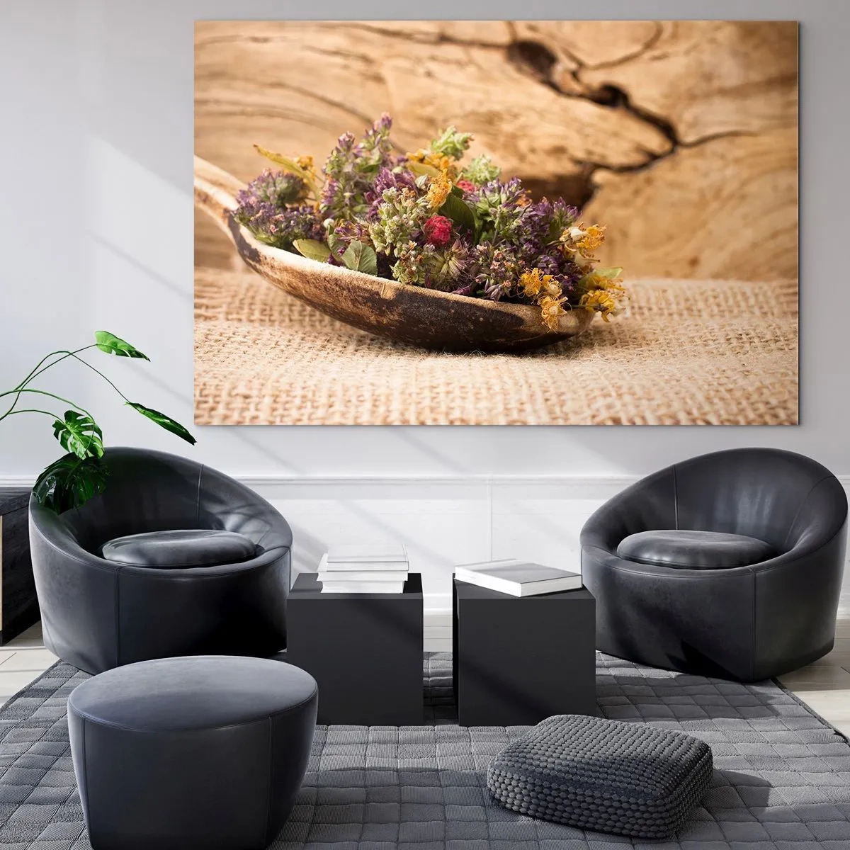 Billede på glas - Farverige blomster og velduftende urter - 120x80 cm