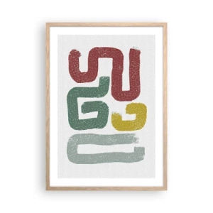 Plakat i ramme af lyst egetræ - På et ukendt sprog - 50x70 cm