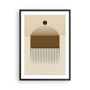 Plakat i sort ramme - Minimalistisk abstraktion i nuancer af brunt og beige - 50x70cm - Forskellige stater - Moderne vægdekoration til stue og soveværelse ARTTOR