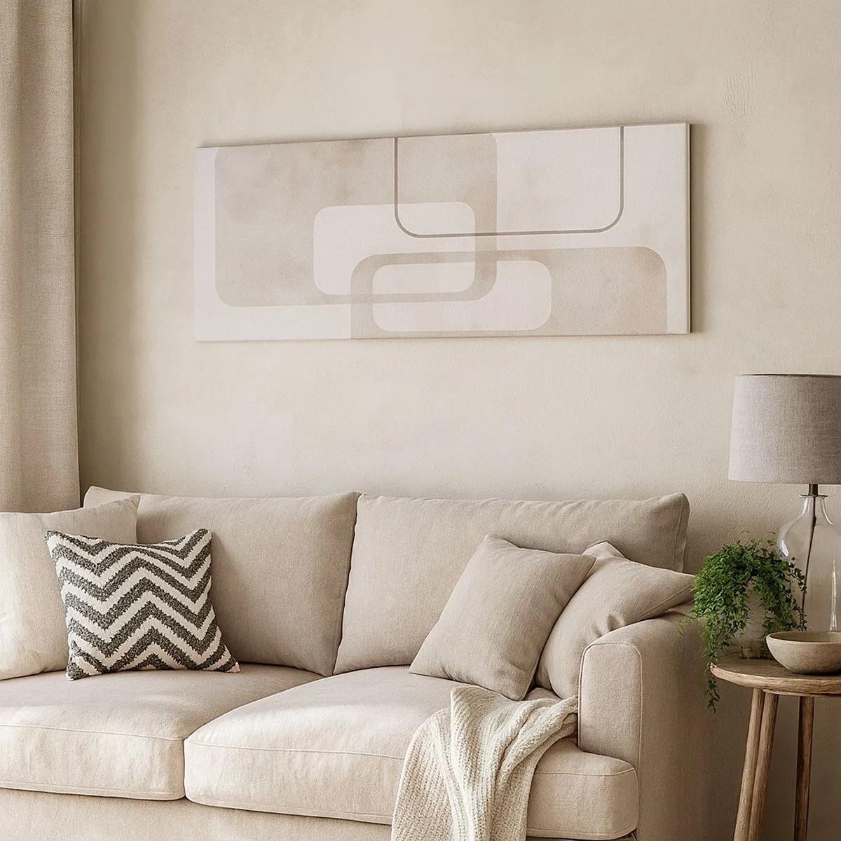 Lærredstryk - Billede på lærred - Geometrisk fuga - 100x40 cm