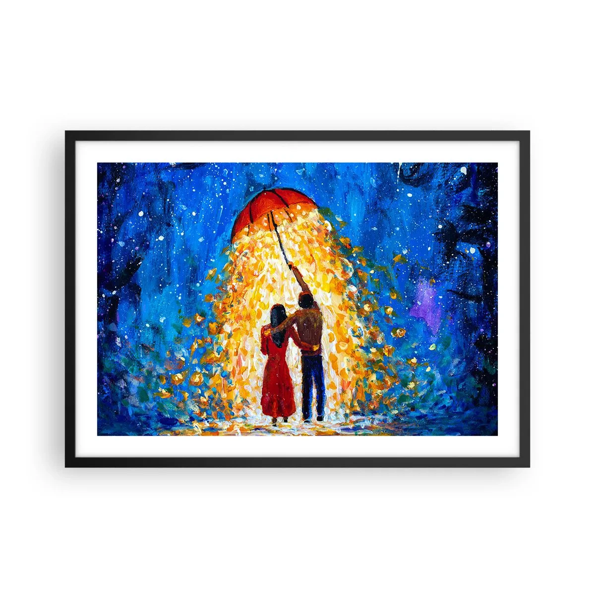 Plakat i sort ramme - Magien ved en regnfuld aften? - 70x50 cm