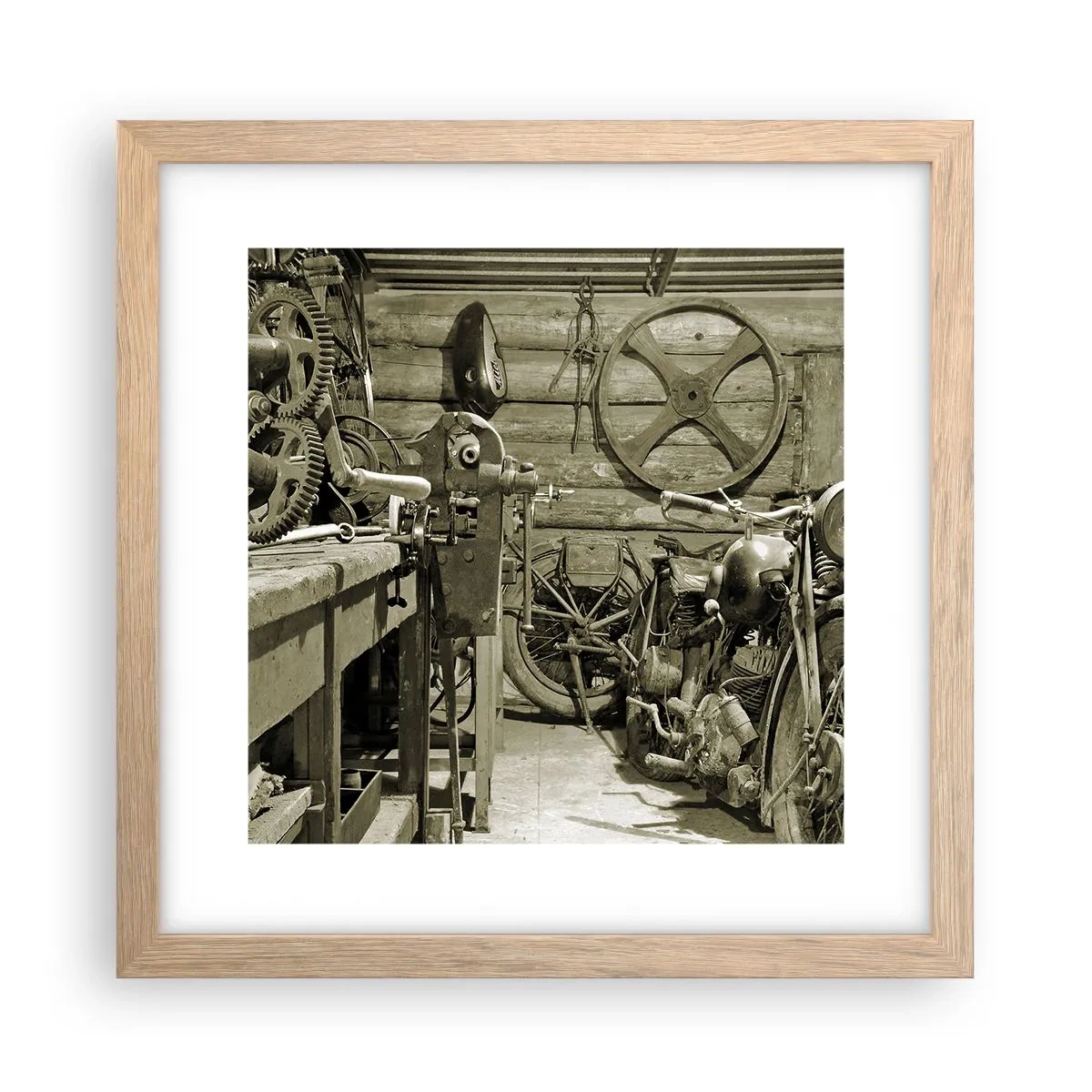 Plakat i ramme af lyst egetræ - I onkel Wladeks skur - 30x30 cm