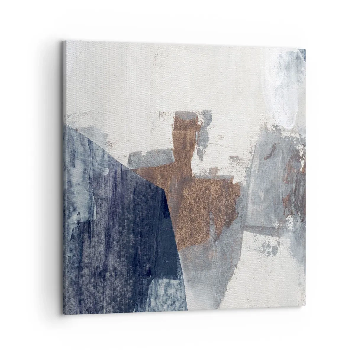 Lærredstryk - Billede på lærred - Blåbrune former - 50x50 cm