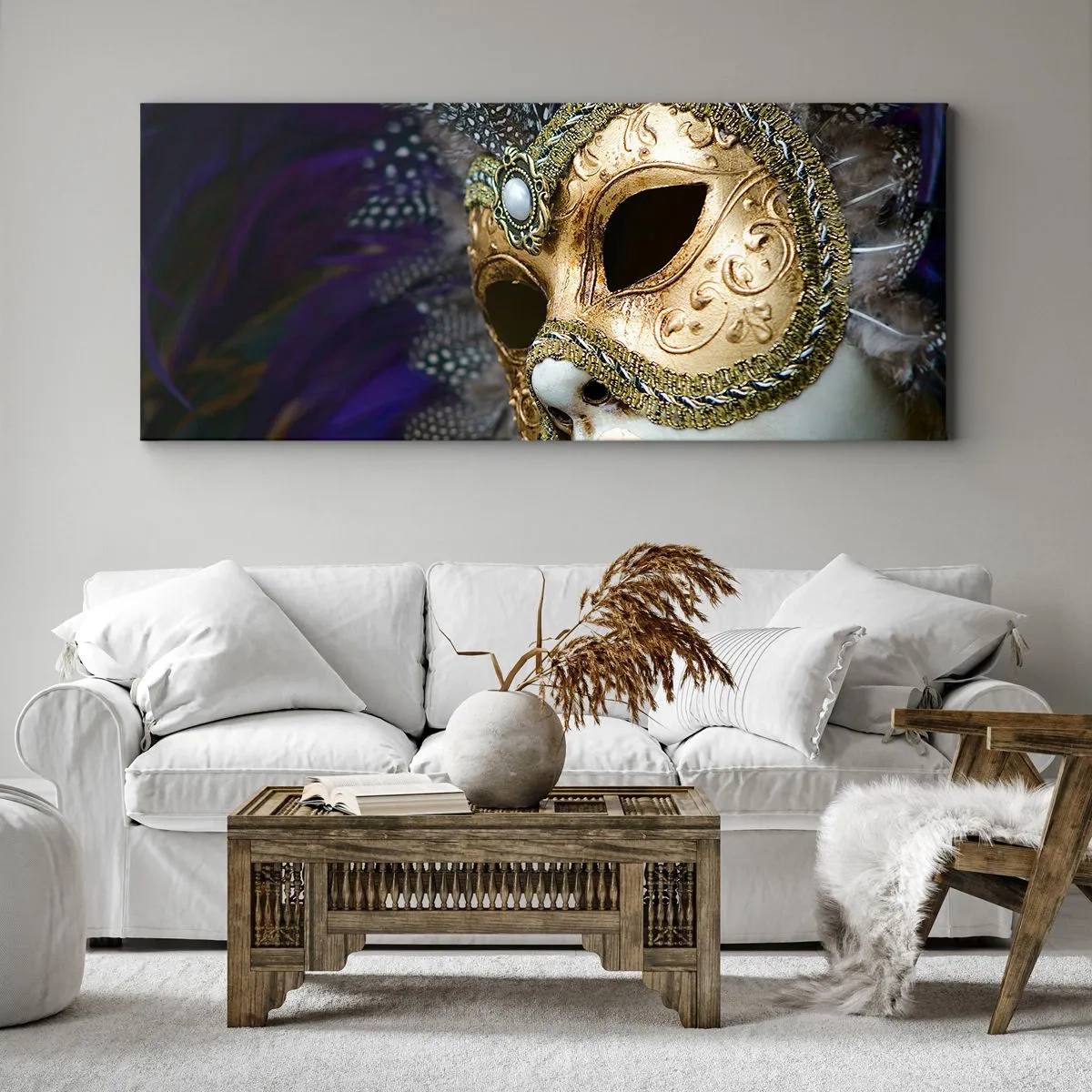 Lærredstryk - Billede på lærred - Venetiansk portræt i guld - 160x50 cm