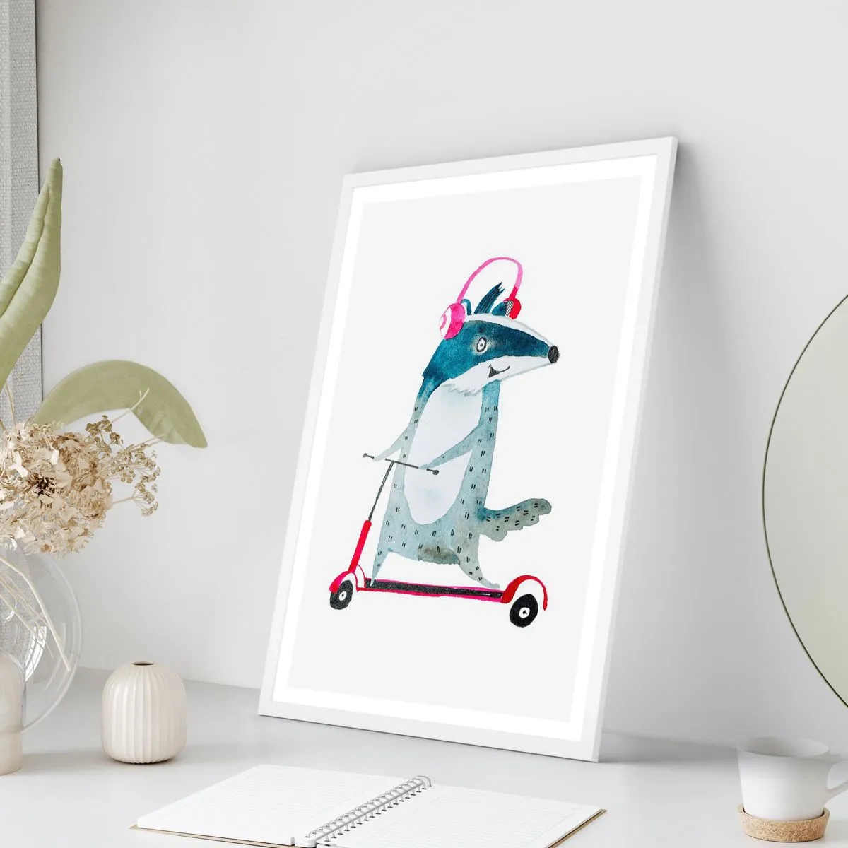 Plakat i hvid ramme - Grævlingens glæder - 50x70 cm