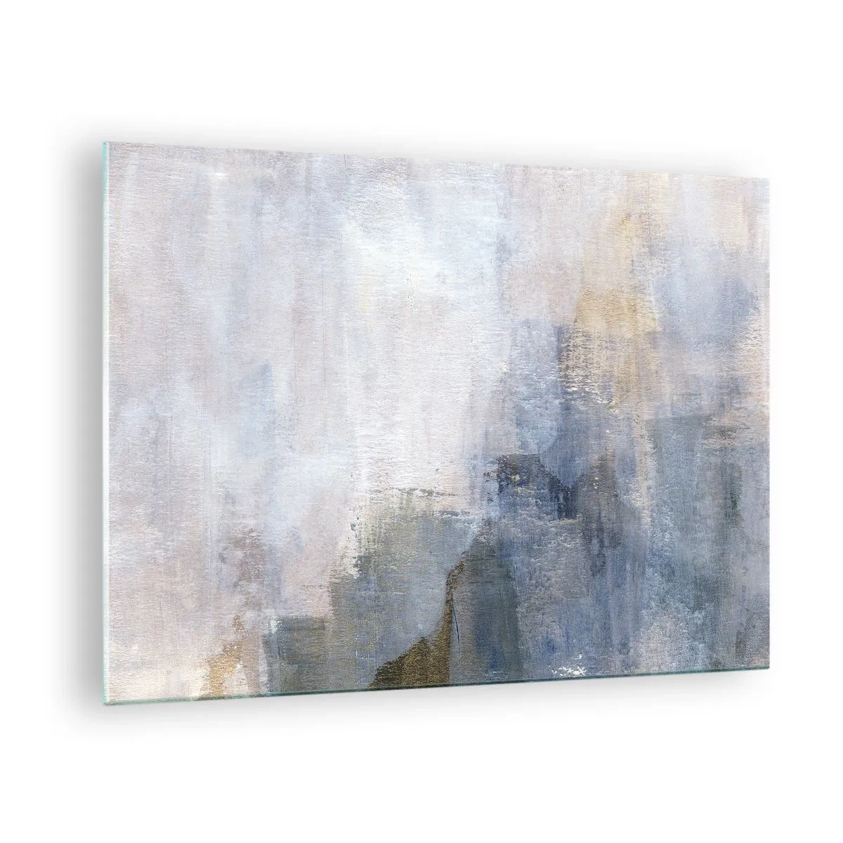 Billede på glas - En abstrakt komposition i kølige blå og beige toner. - 70x50cm - Farvetoner og akkorder - Moderne vægdekoration til stue og soveværelse ARTTOR