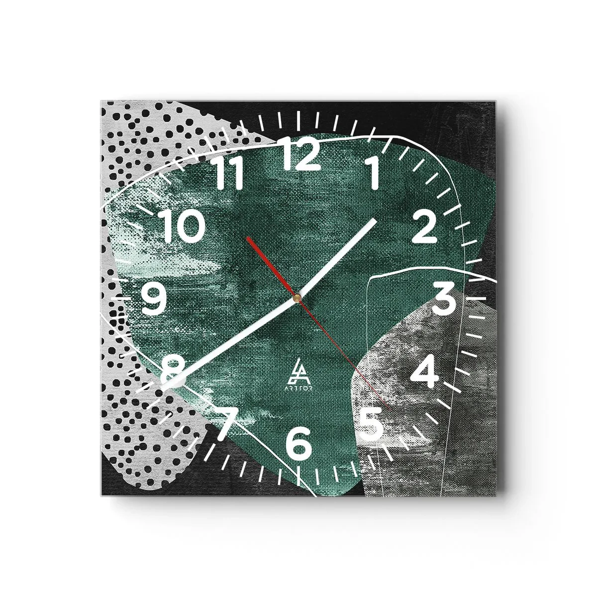 Vægur, Uret - Farverig abstraktion med en guldflager - 40x40 cm