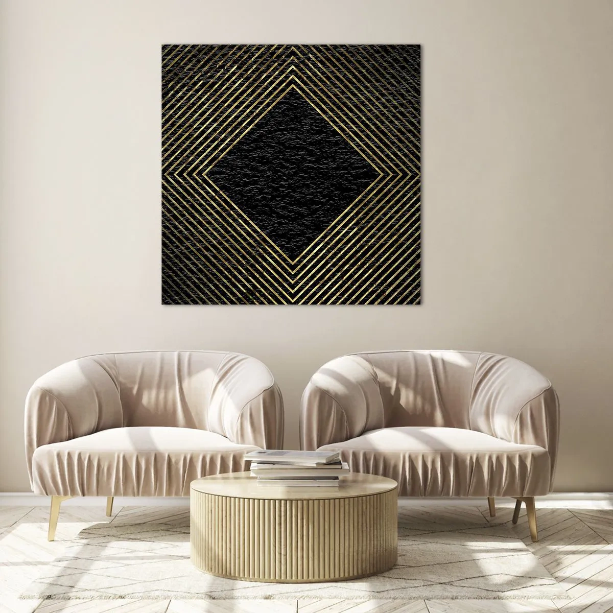 Billede på glas - Geometri i glamour-stil - 30x30 cm