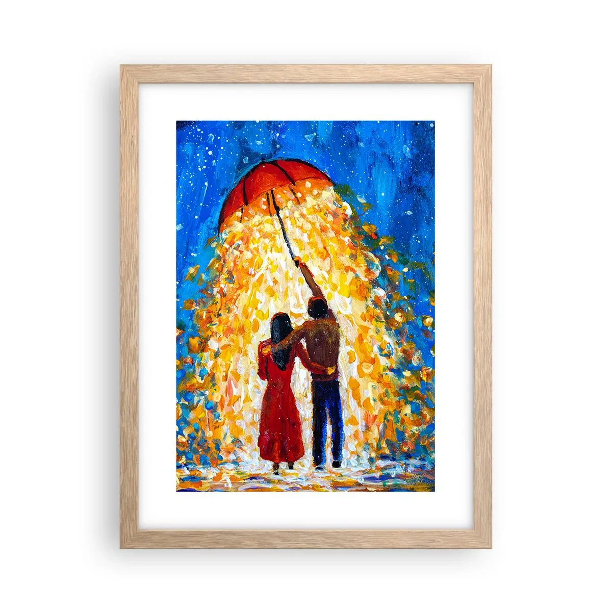 Plakat i ramme af lyst egetræ - Magien ved en regnfuld aften? - 30x40 cm