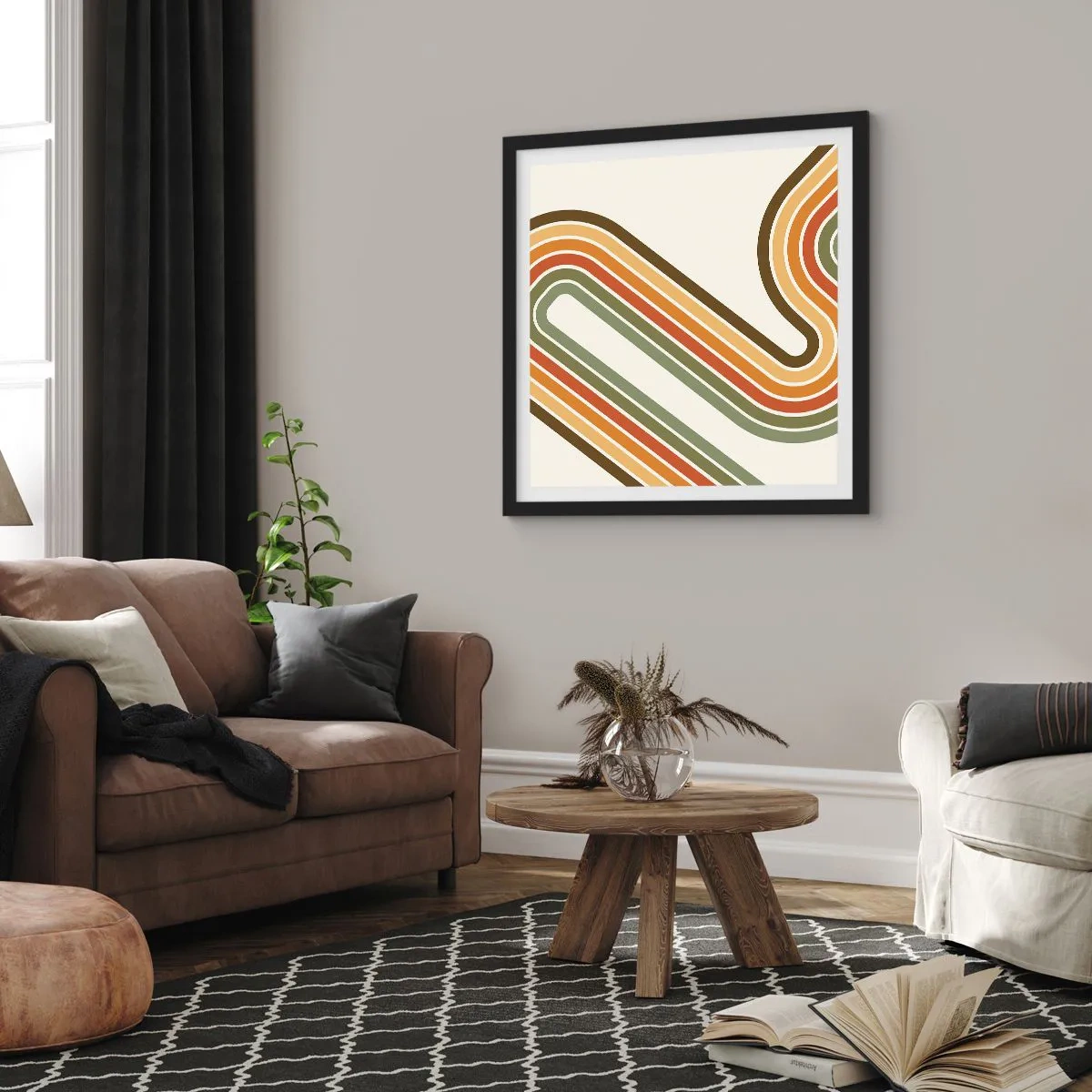 Plakat i sort ramme - Zigzag til destinationen - 50x50 cm