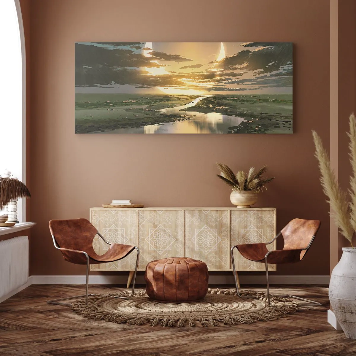 Lærredstryk - Billede på lærred - Et eller andet sted i en galakse langt, langt væk - 140x50 cm