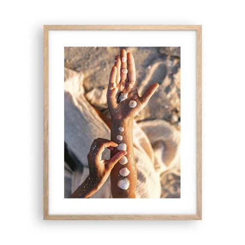 Plakat i ramme af lyst egetræ - Skønhed inden for rækkevidde - 40x50 cm
