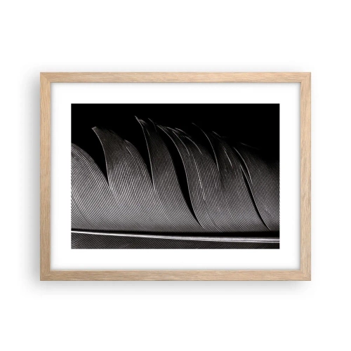 Plakat i ramme af lyst egetræ - Fjer - en vidunderlig konstruktion - 40x30 cm