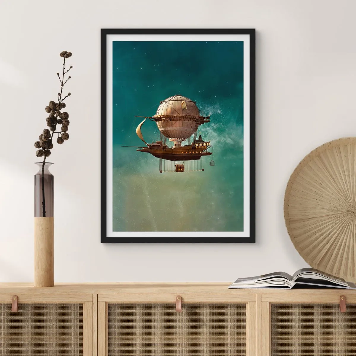 Plakat i sort ramme - Jules Verne hilser - 70x100 cm