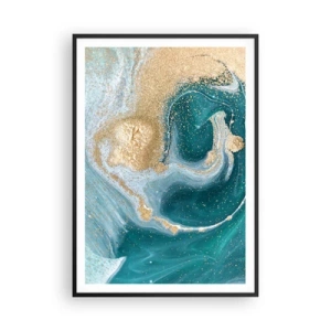 Plakat i sort ramme - En hvirvel af guld og turkis - 70x100 cm