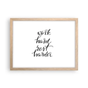 Plakat i ramme af lyst egetræ - Balance i livet - 40x30 cm