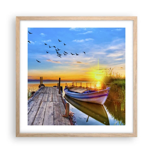 Plakat i ramme af lyst egetræ - Farvel, indtil i morgen - 50x50 cm