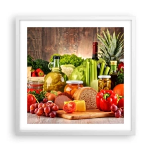 Plakat i hvid ramme - Røget, ristet, marineret - 50x50 cm