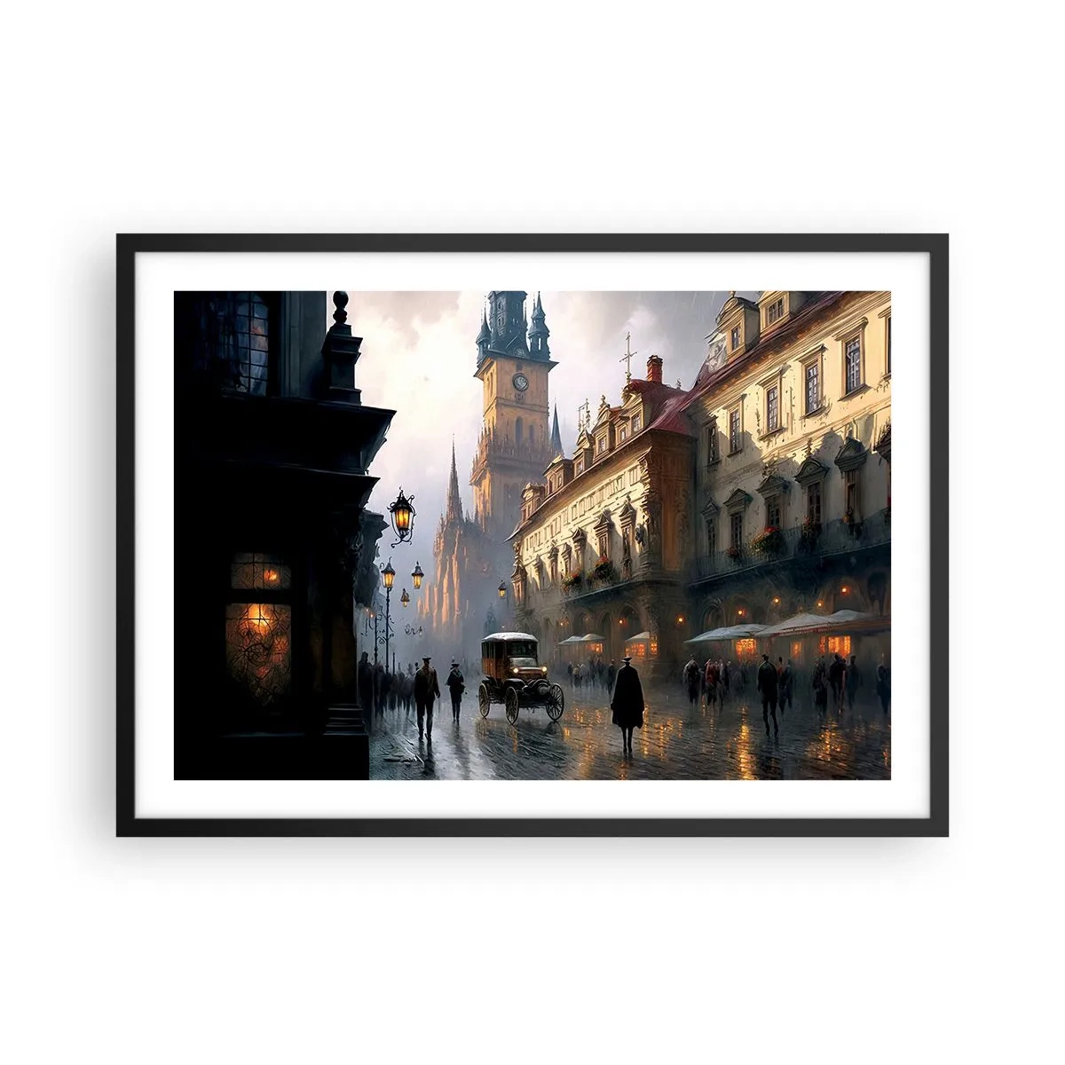 Plakat i sort ramme - Magien i en aften i Prag - 70x50 cm