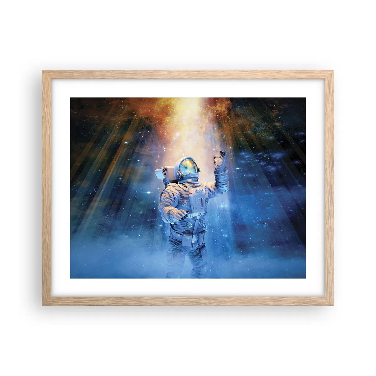 Plakat i ramme af lyst egetræ - Endelig på destinationen - 50x40 cm