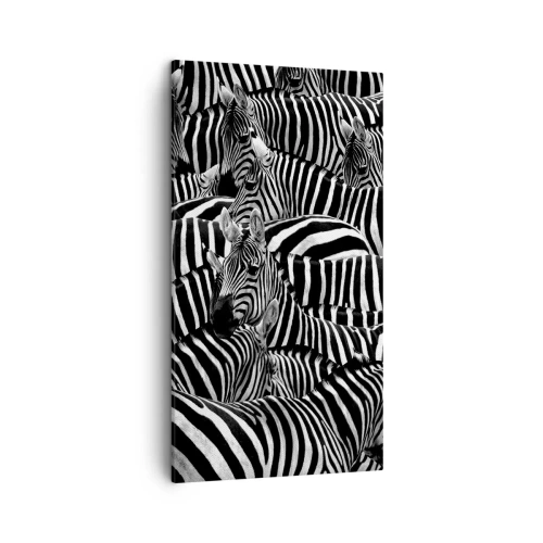 Lærredstryk - Billede på lærred - Stribet gruppeportræt - 45x80 cm