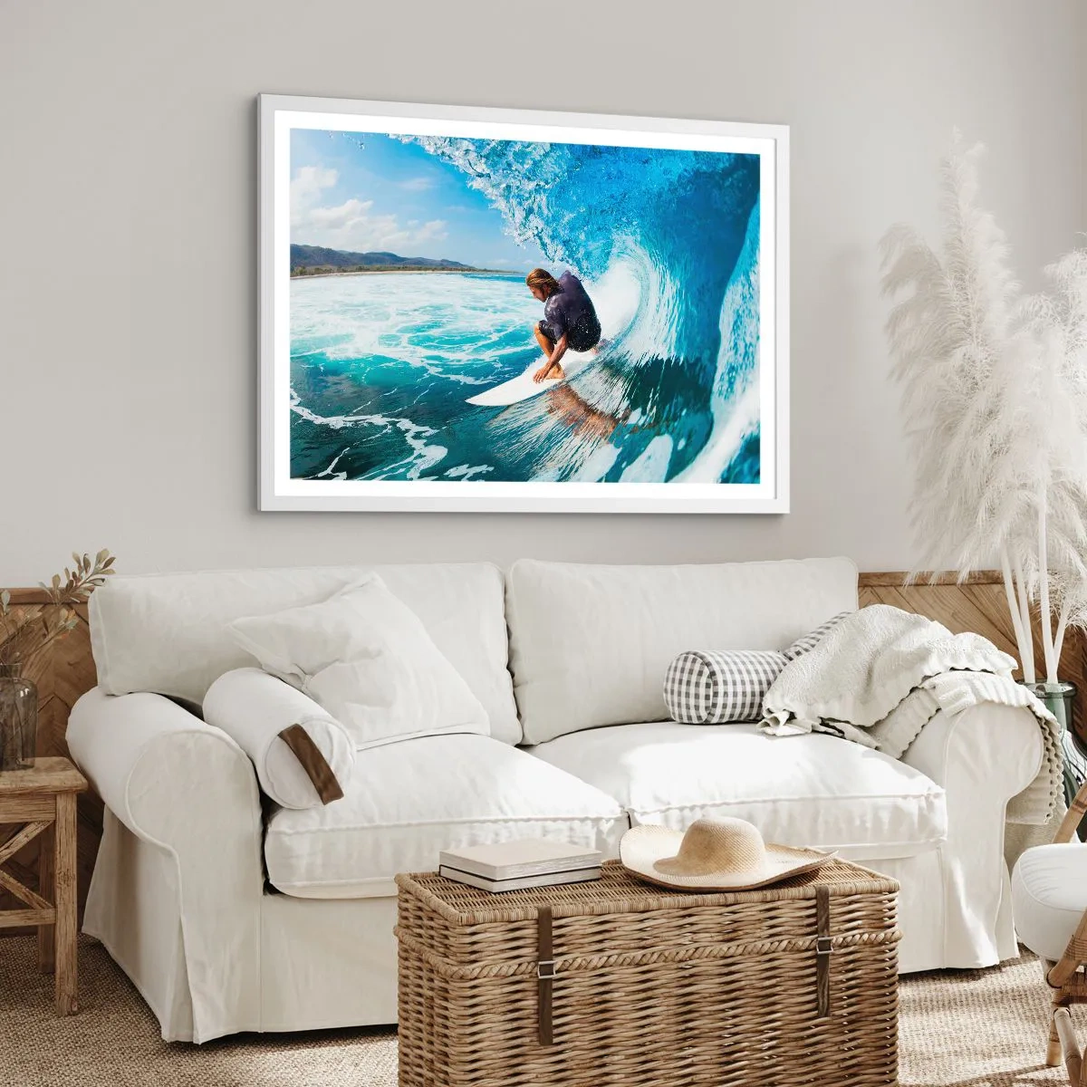 Plakat i hvid ramme - Danser med bølgerne - 100x70 cm