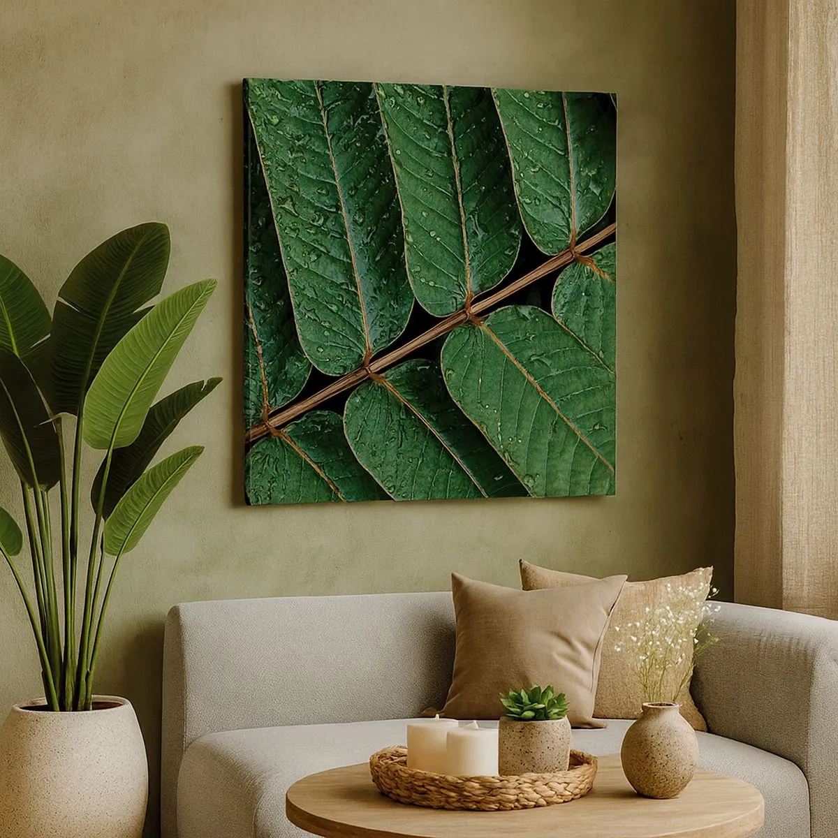 Lærredstryk - Billede på lærred - I en grøn rytme - 30x30 cm