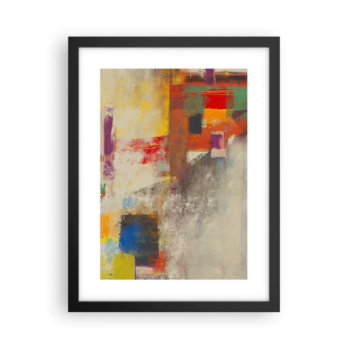 Plakat i sort ramme - Geometri af farver - 30x40 cm
