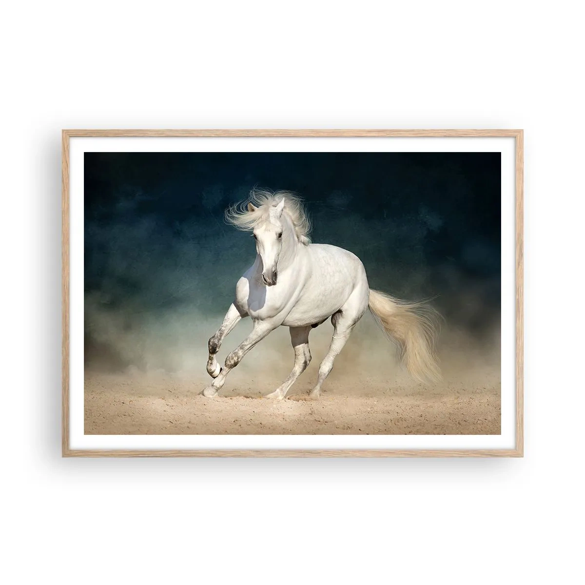 Plakat i ramme af lyst egetræ - Frihed i en ren tilstand - 100x70 cm