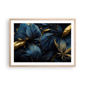 Plakat i ramme af lyst egetræ - Foret med guld - 70x50 cm