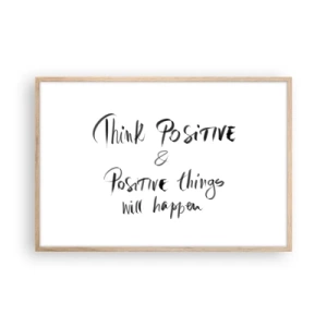 Plakat i ramme af lyst egetræ - Hvordan skal man leve? - 91x61 cm