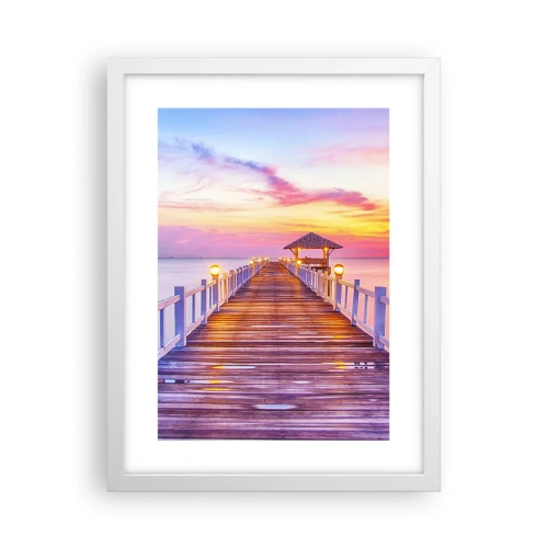 Plakat i hvid ramme - Lilagylden stilhed om aftenen - 30x40 cm