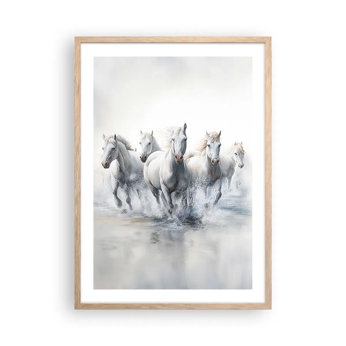 Plakat i ramme af lyst egetræ - Hvid magi - 50x70 cm