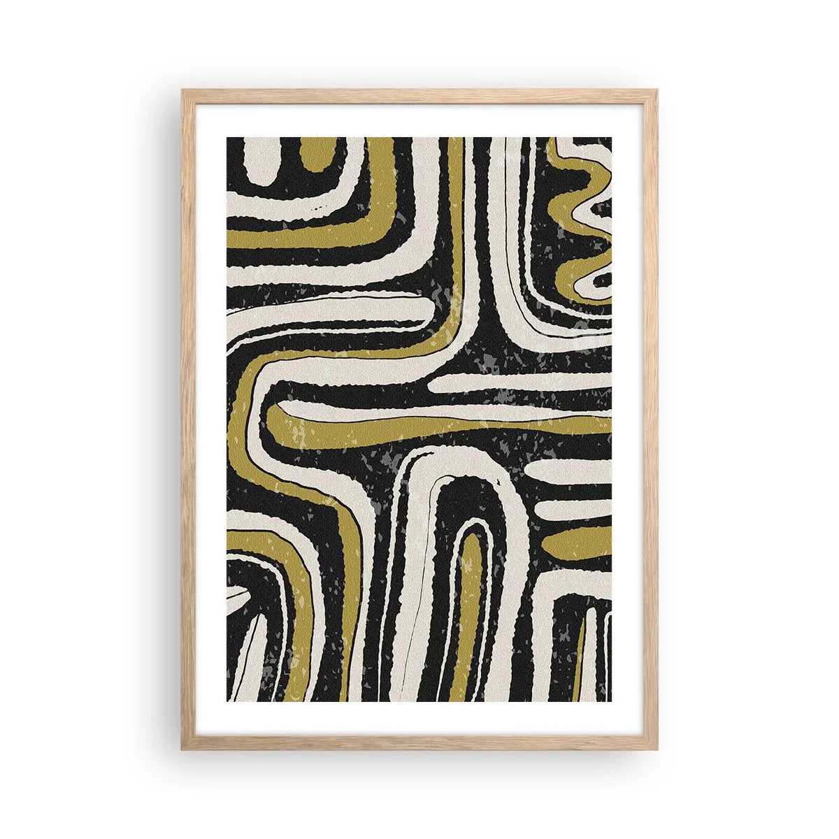 Plakat i ramme af lyst egetræ - Komposition: stier og gyder - 50x70 cm