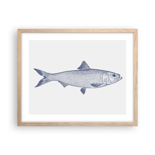 Plakat i ramme af lyst egetræ - Hilsner fra de nordlige have - 50x40 cm