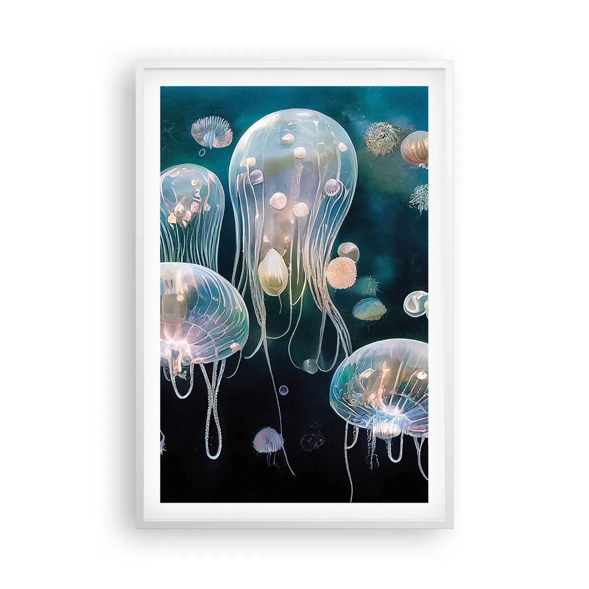 Plakat i hvid ramme - Undervandsbold - 61x91 cm