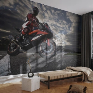 Fototapet Premium Sand - Mørkets rytter - Automotive, Motorcykel, Race - 450x315 cm
