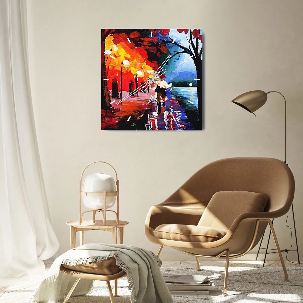 Vægur, Uret - Flammende efterår i parken - 40x40 cm