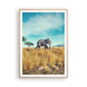 Plakat i ramme af lyst egetræ - Grå er ikke længere på mode - 70x100 cm