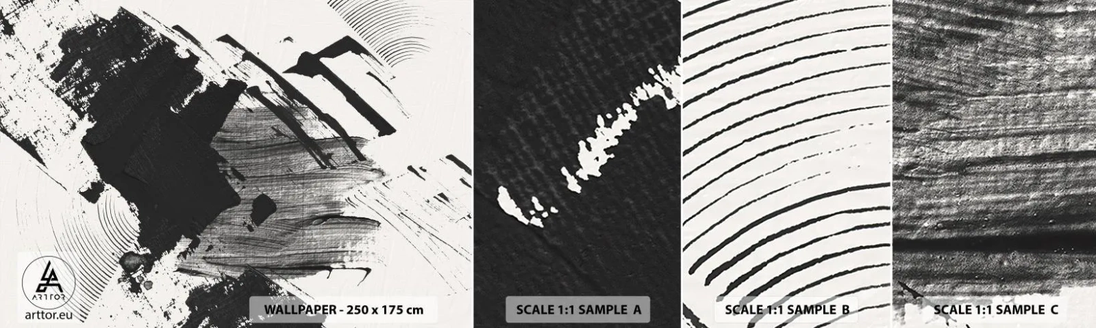 Fototapet Prøve Standard Eco - Abstraktion - det sortes udtryk - Stykke, Moderne, Sort og hvid - 100x30 cm